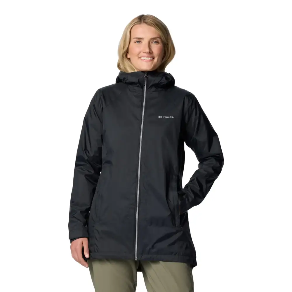 Columbia Womens Switchback II Lined Long Rain Jacket Black 1X - Black / 1X