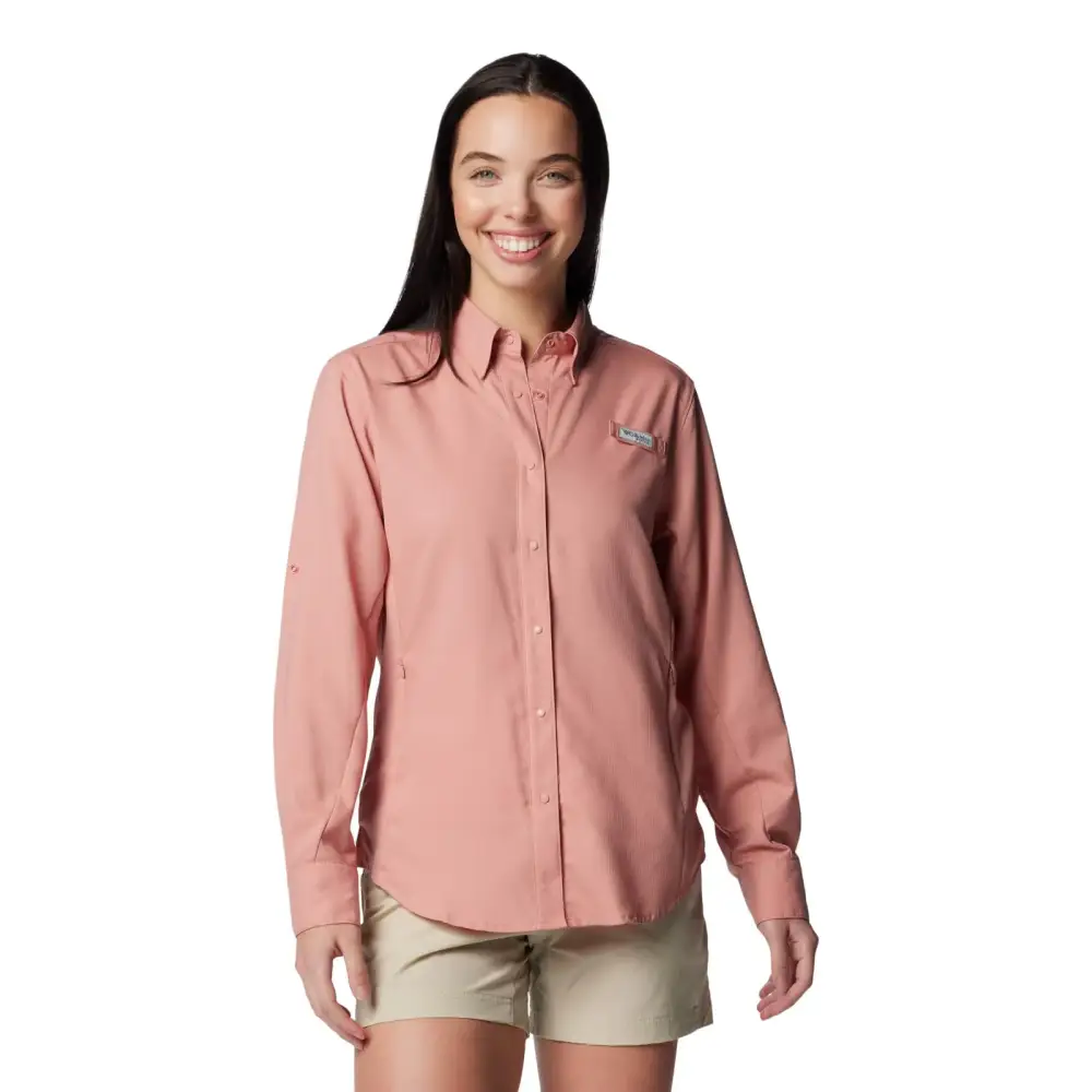 Columbia Womens Tamiami II Long Sleeve Shirt Sandalwood Pink XX-Large - Sandalwood Pink / XX-Large
