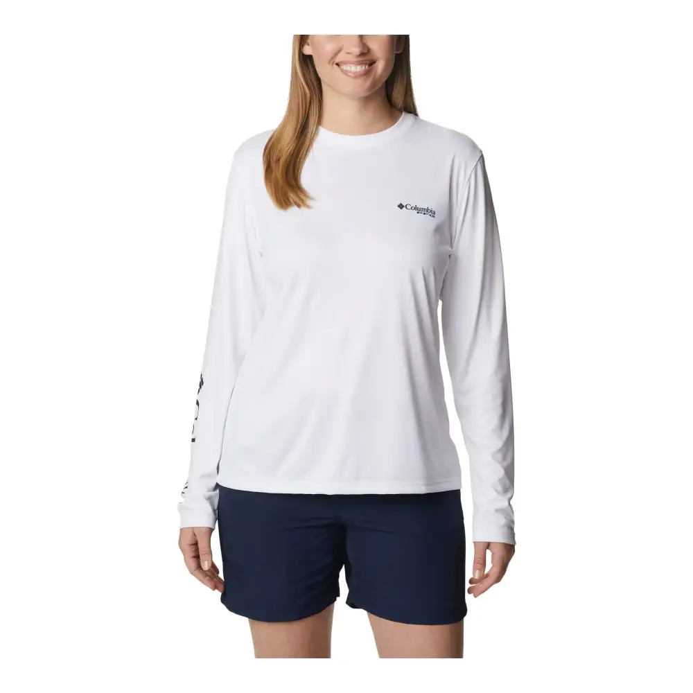 Columbia Womens Tidal Tee PFG Fish Star Long Sleeve White/Fish Star Large - White/Fish Star / Large