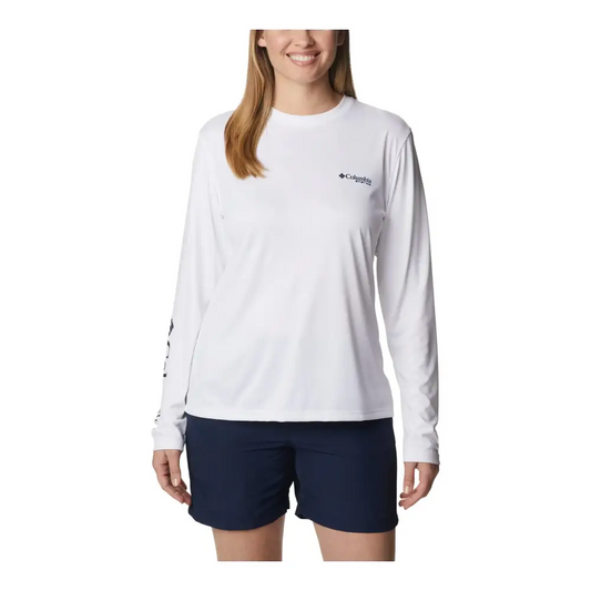 Columbia Womens Tidal Tee PFG Fish Star Long Sleeve White/Fish Star Large - White/Fish Star / Large