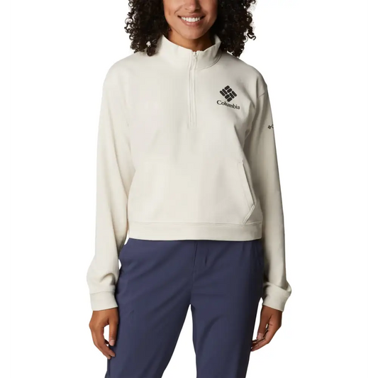 Columbia Womens Trek French Terry Half Zip Chalk/Stacked Gem Large - Chalk/Stacked Gem / Large