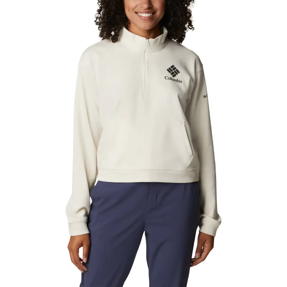 Columbia Womens Trek French Terry Half Zip Chalk/Stacked Gem Large - Chalk/Stacked Gem / Large