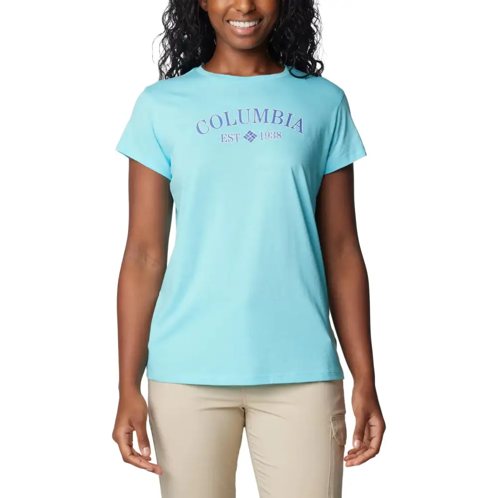 Columbia Womens Trek Short Sleeve Graphic Tee Aquamarine/CSC Tradition 3X - Aquamarine/Csc Tradition / 3X