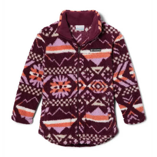Columbia Youth Girls West Bend Full Zip Marionberry Checkered Peaks Medium - Marionberry Checkered Peaks / Medium