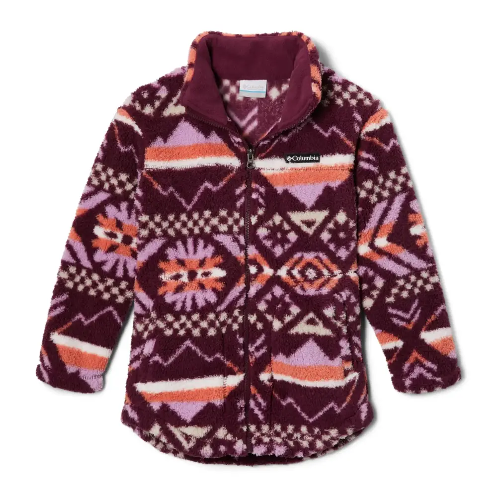 Columbia Youth Girls West Bend Full Zip Marionberry Checkered Peaks Medium - Marionberry Checkered Peaks / Medium