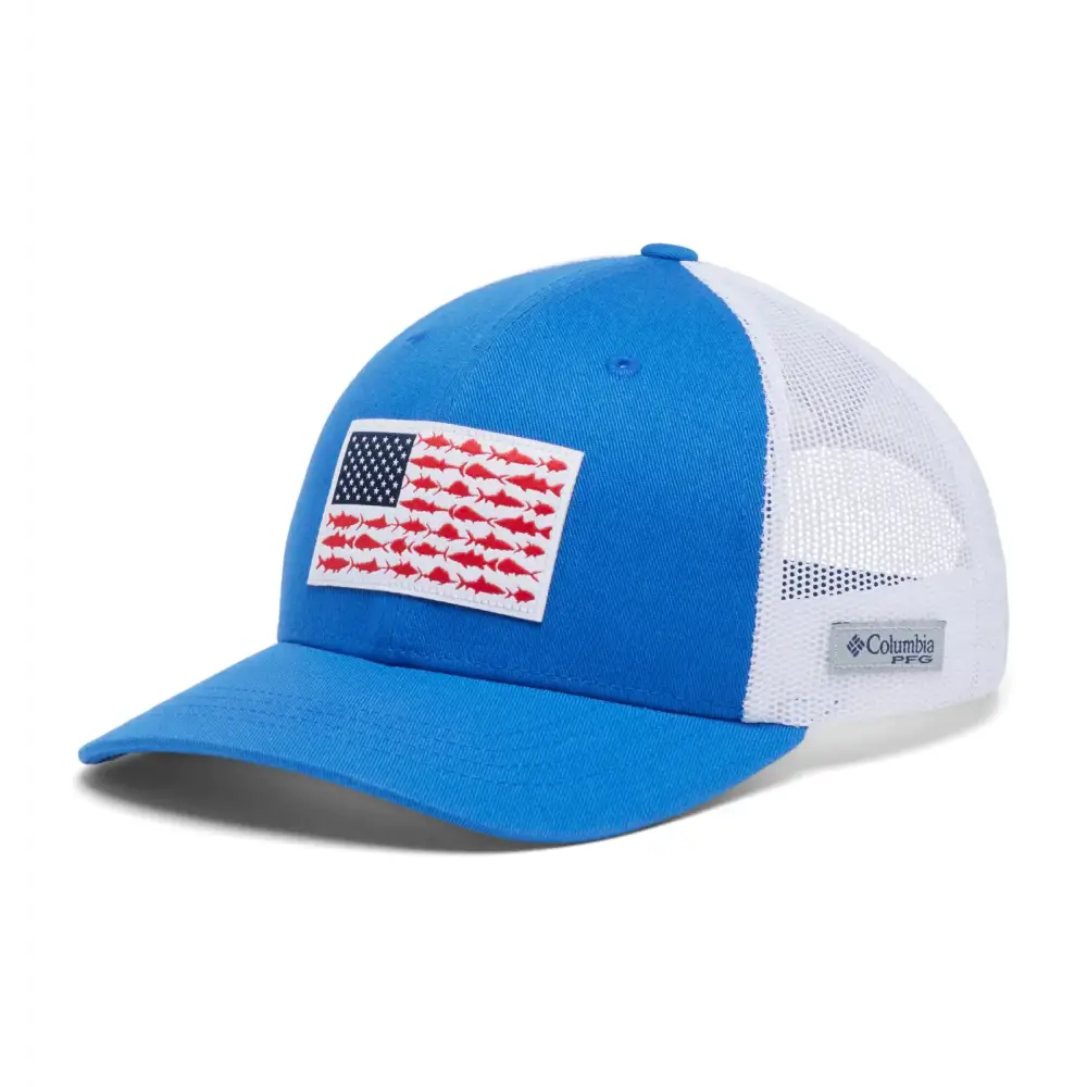 Columbia Youth Unisex PFG Fish Flag Snap Back Vivid Blue/White One Size - Vivid Blue/White / One Size
