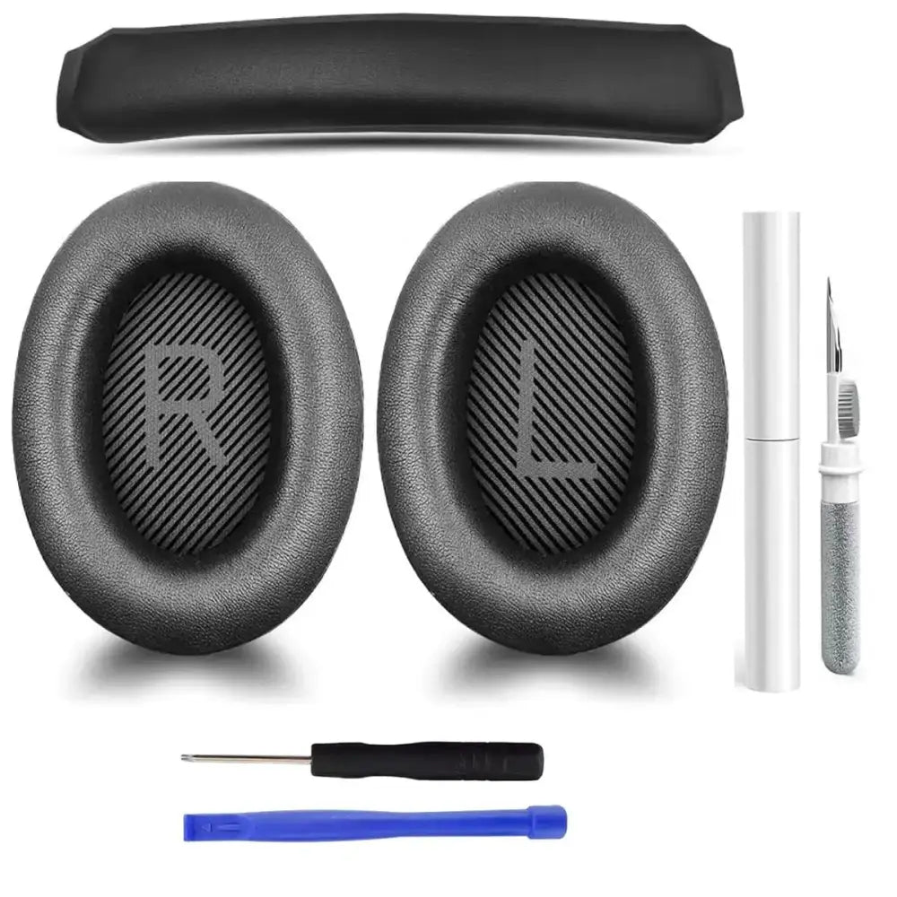 Compatible with Bose QC 35 EarPads Cushions + Headband Pads QC35 Replacement Ear Pads with Clean Tool Soft Leather