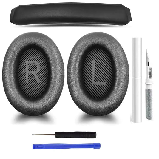 Compatible with Bose QC 35 EarPads Cushions + Headband Pads QC35 Replacement Ear Pads with Clean Tool Soft Leather