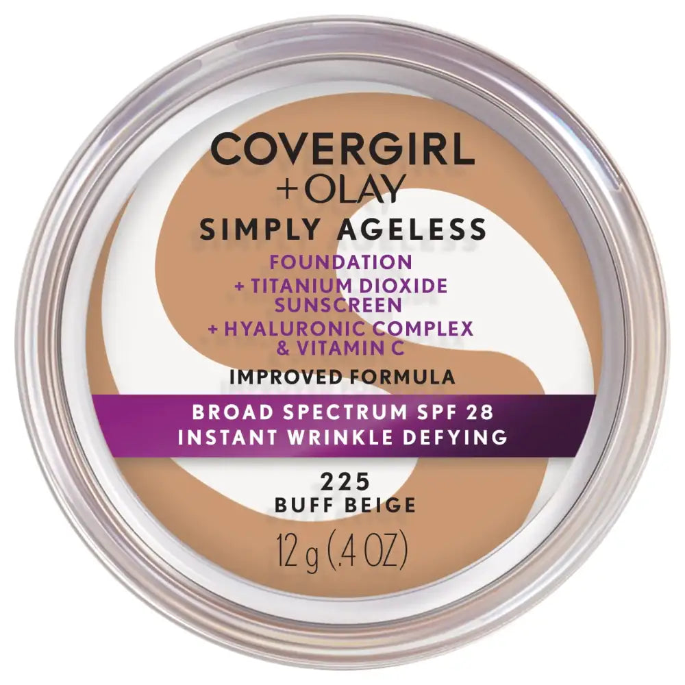 COVERGIRL & Olay Simply Ageless Instant Wrinkle-Defying Foundation Buff Beige 0.44 Fl Oz (Pack of 1) - 225 - Buff Beige