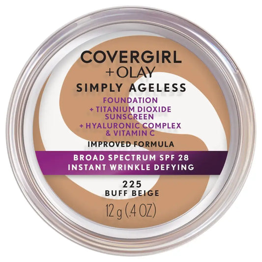 COVERGIRL & Olay Simply Ageless Instant Wrinkle-Defying Foundation Buff Beige 0.44 Fl Oz (Pack of 1) - 225 - Buff Beige