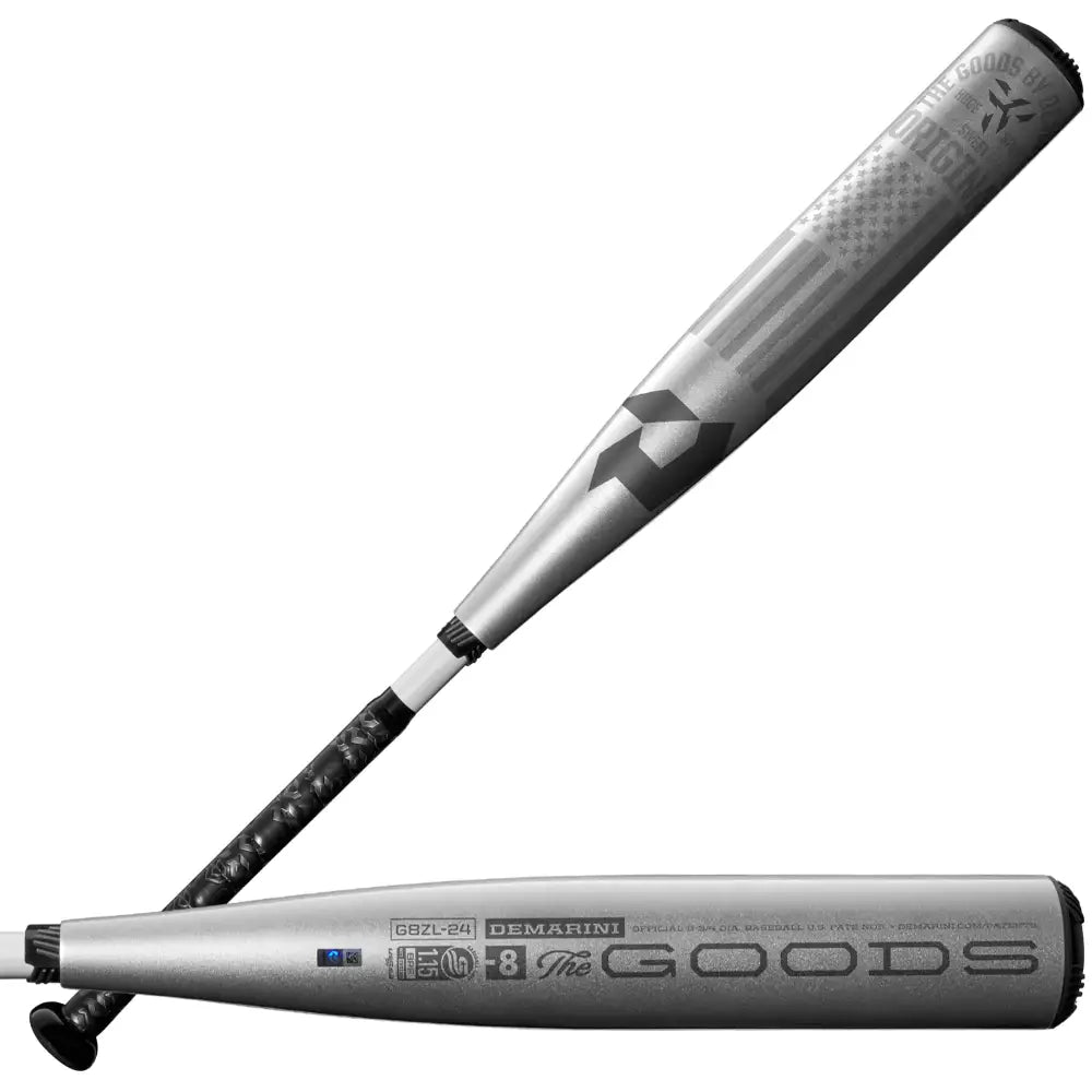 DeMarini 2024 The Goods (-8) 2 ¾” USSSA Baseball Bat - 30’’/22 oz Silver/Black - Silver/Black / 30’’ 22 oz