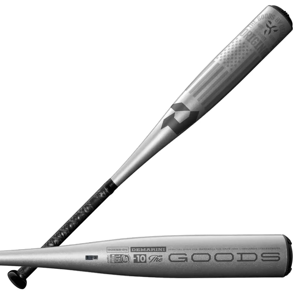 DeMarini 2024 The Goods One Piece (-10) 2 ¾” USSSA Baseball Bat - 30’’/20 oz - Silver/Black / 30’’ 20 oz