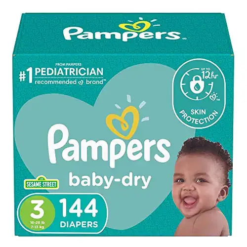 Diapers Size 3 144 Count - Pampers Baby Dry Disposable Baby Diapers Giant Pack - n/a