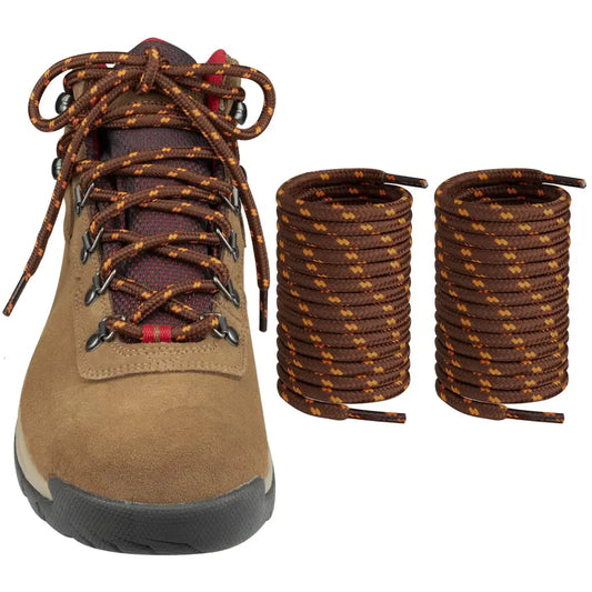 Endoto Shoelaces for Columbia Boots Replacement Round Shoe Laces Hiking Strings(Color:Brown&OrangeSize:63Inch)