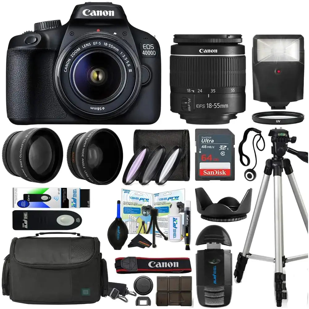 EOS 4000D Digital SLR Camera Body w/EF-S 18-55mm f/3.5-5.6 Lens 3 DSLR Kit Bundled with Sunshine Photo Accessory