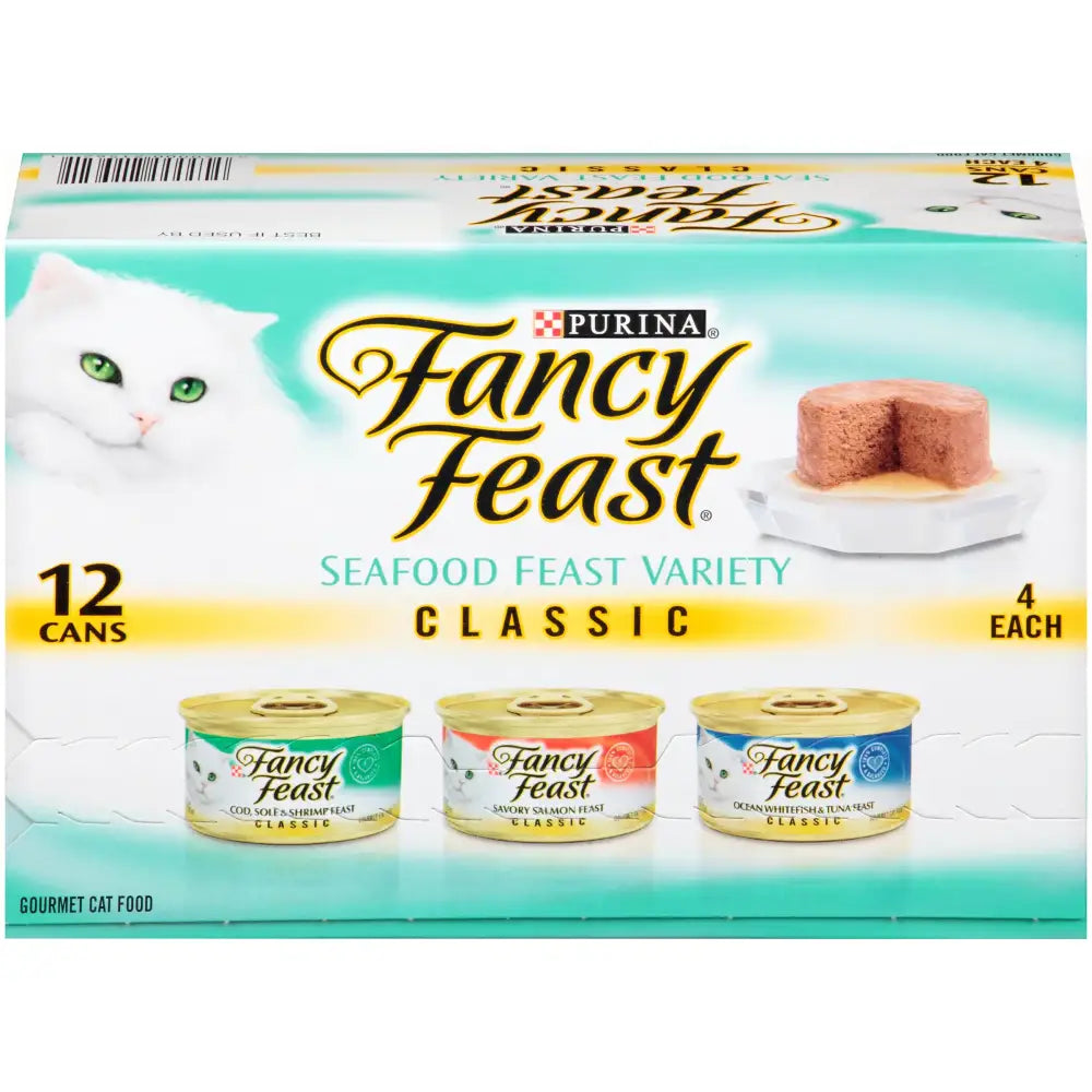 Fancy Feast Purina Classic Seafood Feast Variety Cat Food (Packaging may vary) 3 Ounce (Pack of 12) - n/a