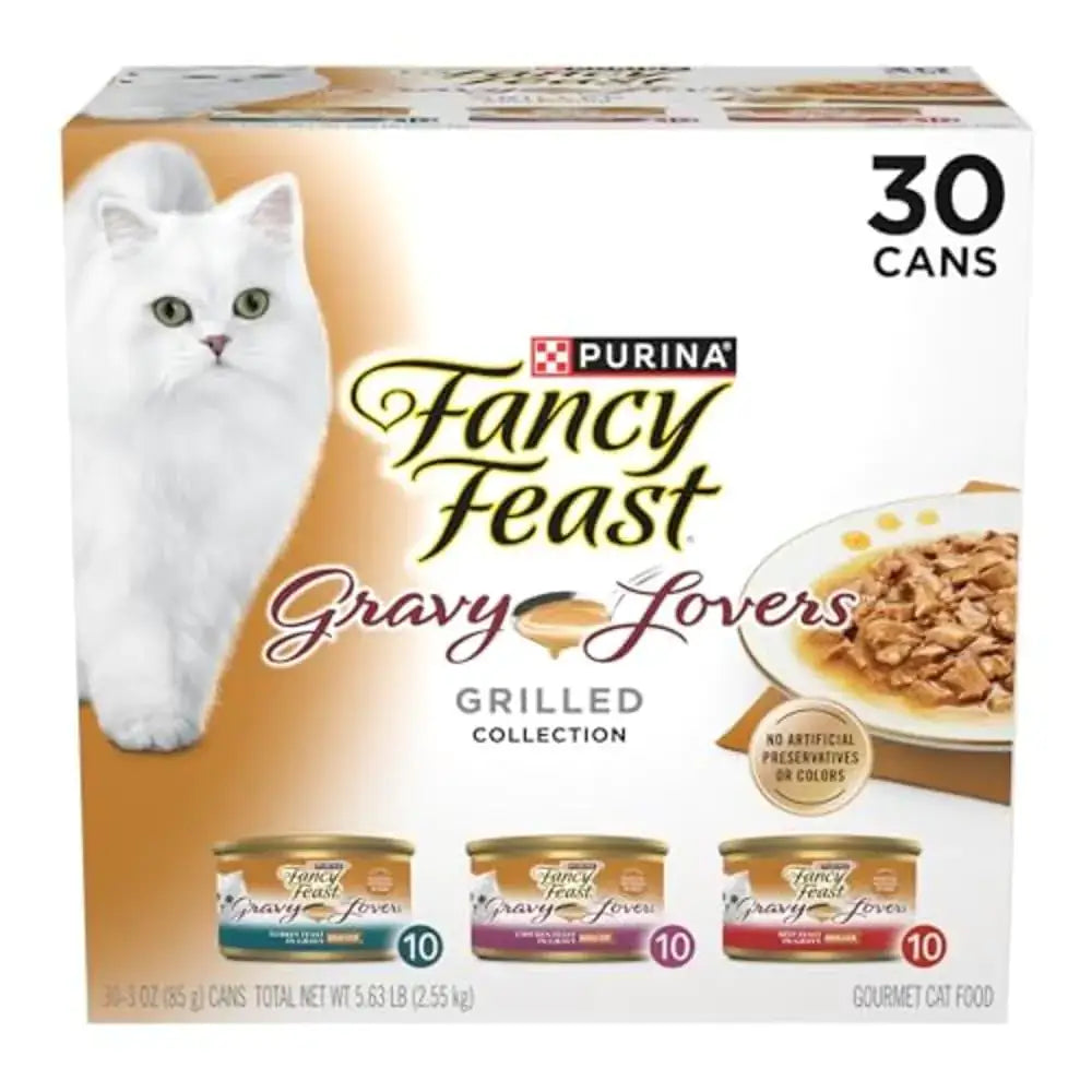 Fancy Feast Purina Gravy Collection Variety Pack Cat Food - Lovers Poultry & Beef - 3 oz 30 Case - n/a