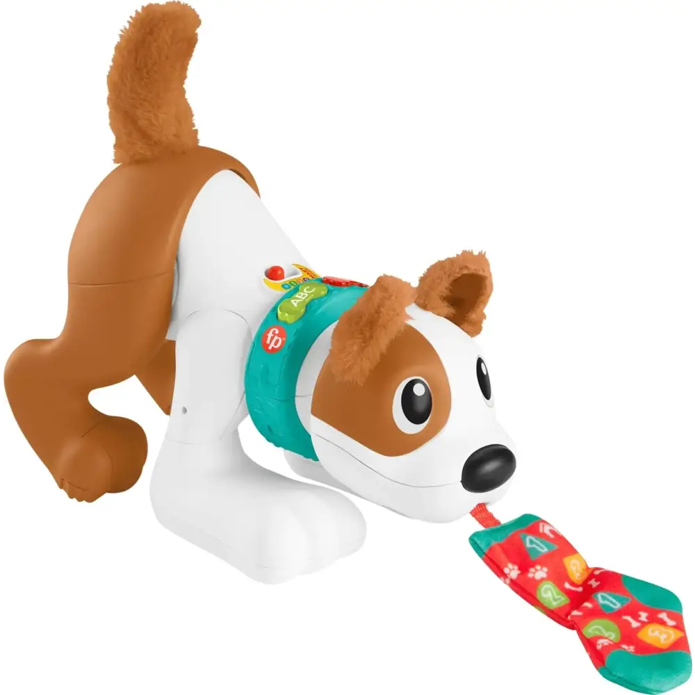Fisher-Price Baby Learning Toy 123 Crawl with Me Puppy Electronic Dog with Smart Stages Content & Lights for Ages 6+