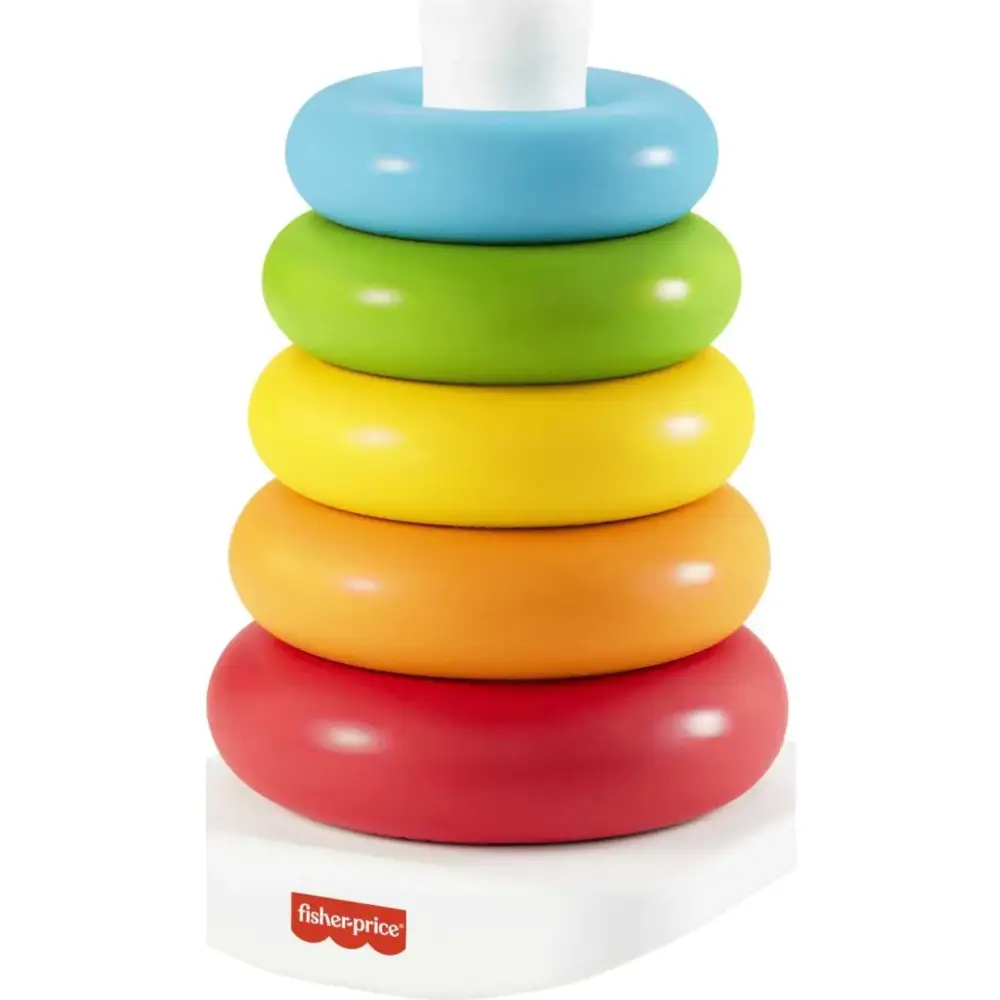 Fisher-Price Baby Stacking Toy Rock-a-Stack Rings with Roly-Poly Base for Ages 6+ Months Made with Plant-Based