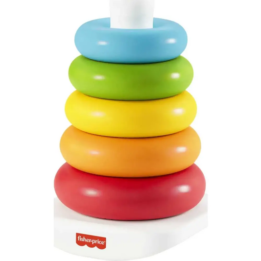 Fisher-Price Baby Stacking Toy Rock-a-Stack Rings with Roly-Poly Base for Ages 6+ Months Made with Plant-Based