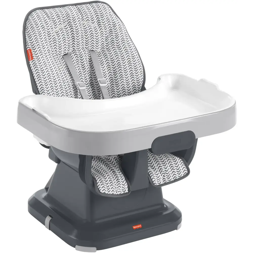 Fisher-Price Baby to Toddler High Chair SpaceSaver Simple Clean Portable Dining Seat & Booster with Washable Deep Tray