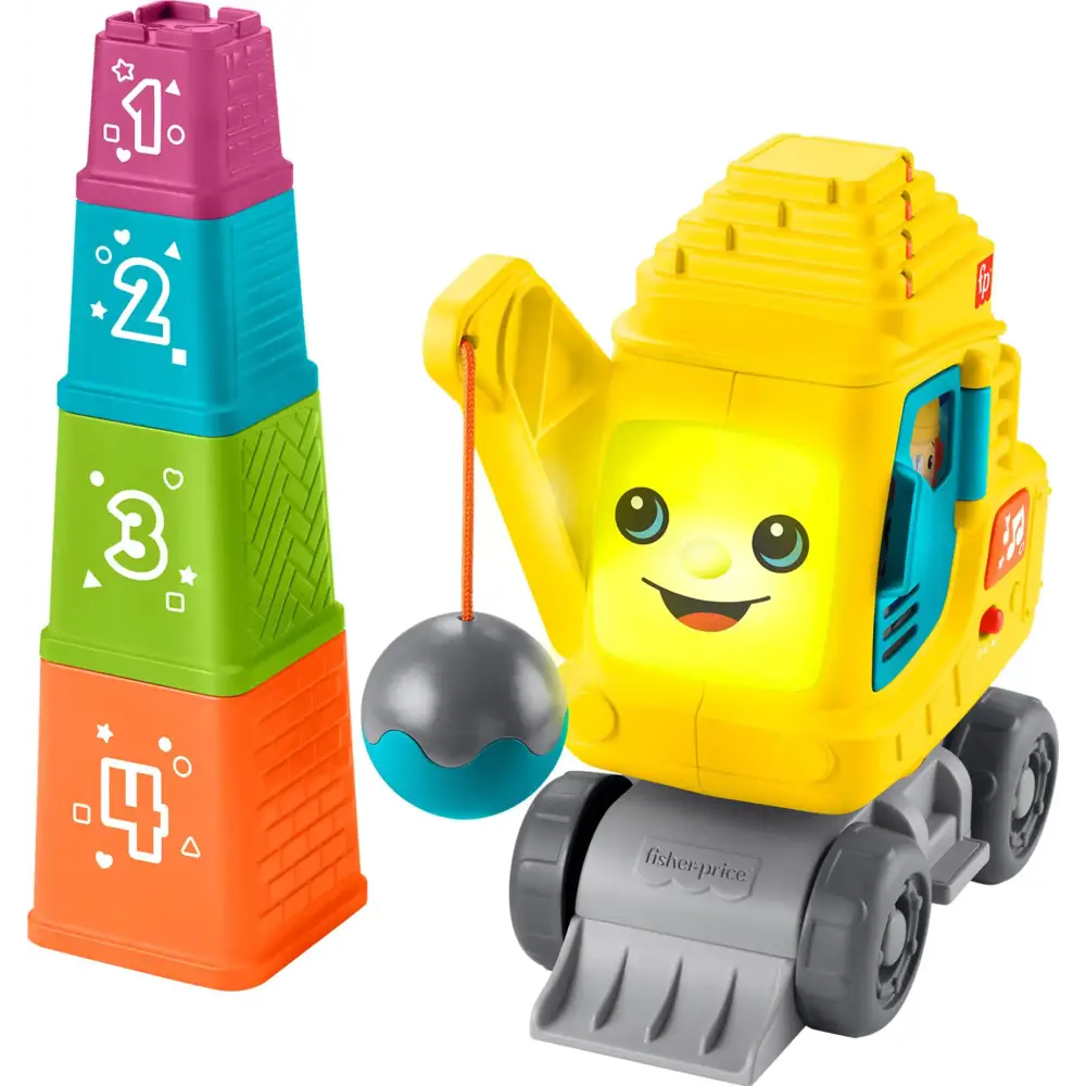 Fisher-Price Baby & Toddler Learning Toy Count & Stack Crane with Blocks Lights Music & Sounds for Infants Ages 9+