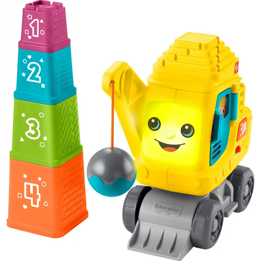 Fisher-Price Baby & Toddler Learning Toy Count & Stack Crane with Blocks Lights Music & Sounds for Infants Ages 9+