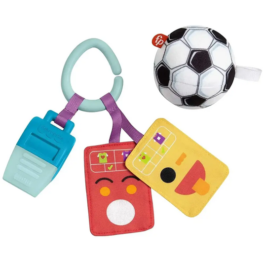 Fisher-Price Baby Toys Just for Kicks Gift Set 3 Soccer-Themed Rattle Teether & Crinkle Activities for Developmental
