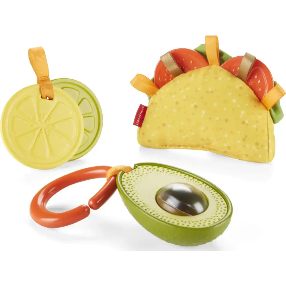 Fisher-Price Baby Toys Taco Tuesday Set 3 Pretend Food Rattle & Sensory Activities for Newborns Ages 3+ Months - Taco