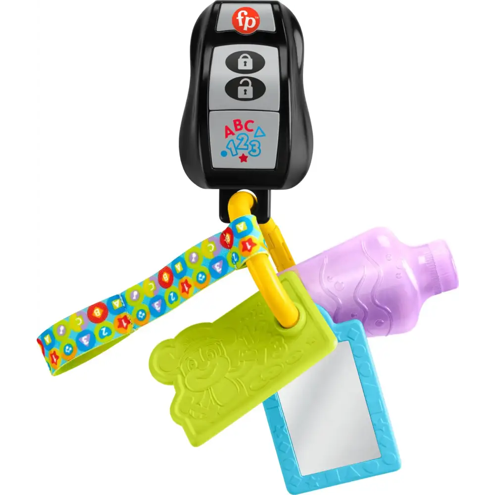 Fisher-Price Baby Travel Toy Laugh & Learn Play & Go Activity Keys with Learning Music Teether & Mirror for Infants