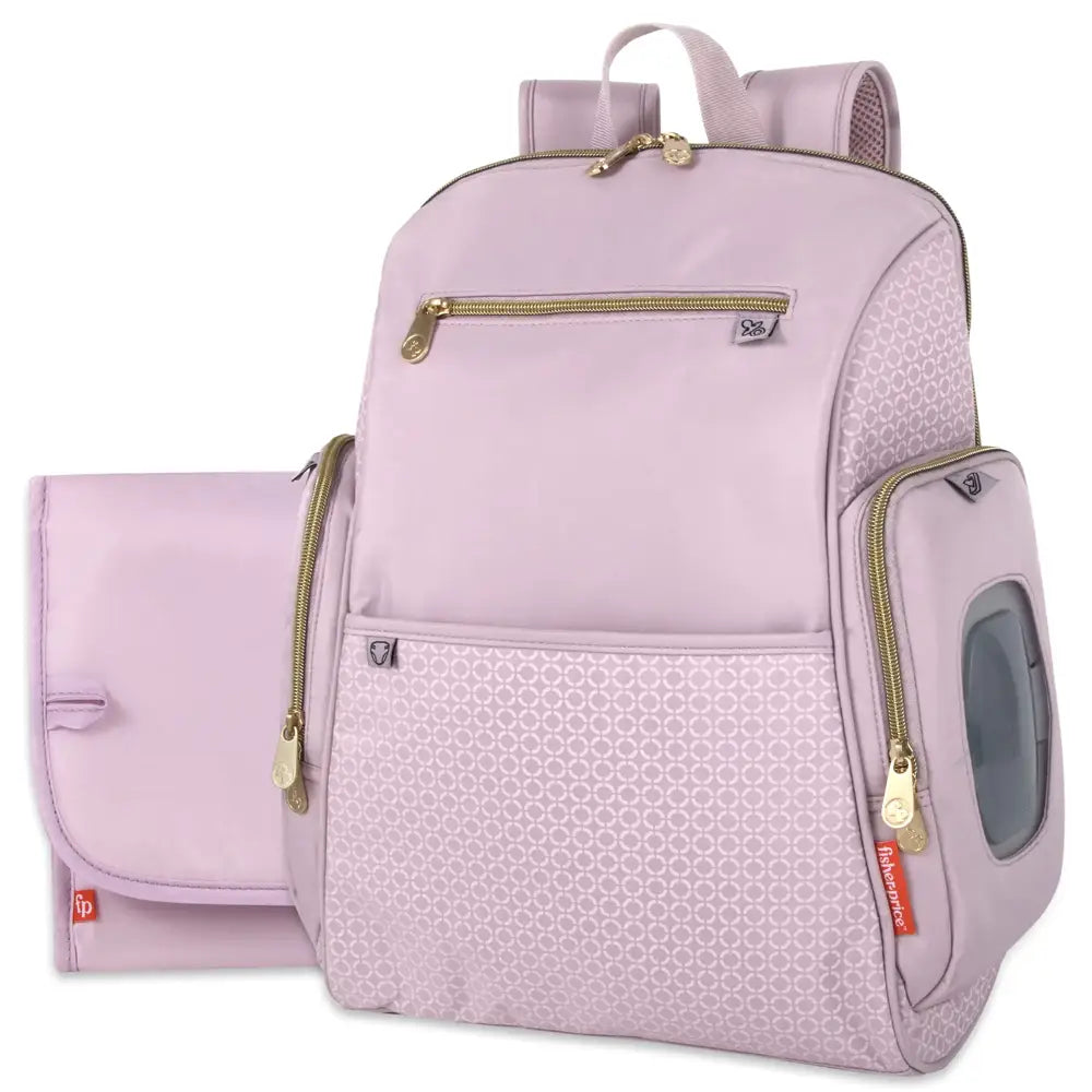 Fisher-Price Fastfinder Gemma Diaper Bag Backpack with Portable Changing Pad Wipes Dispenser (Pink) - n/a