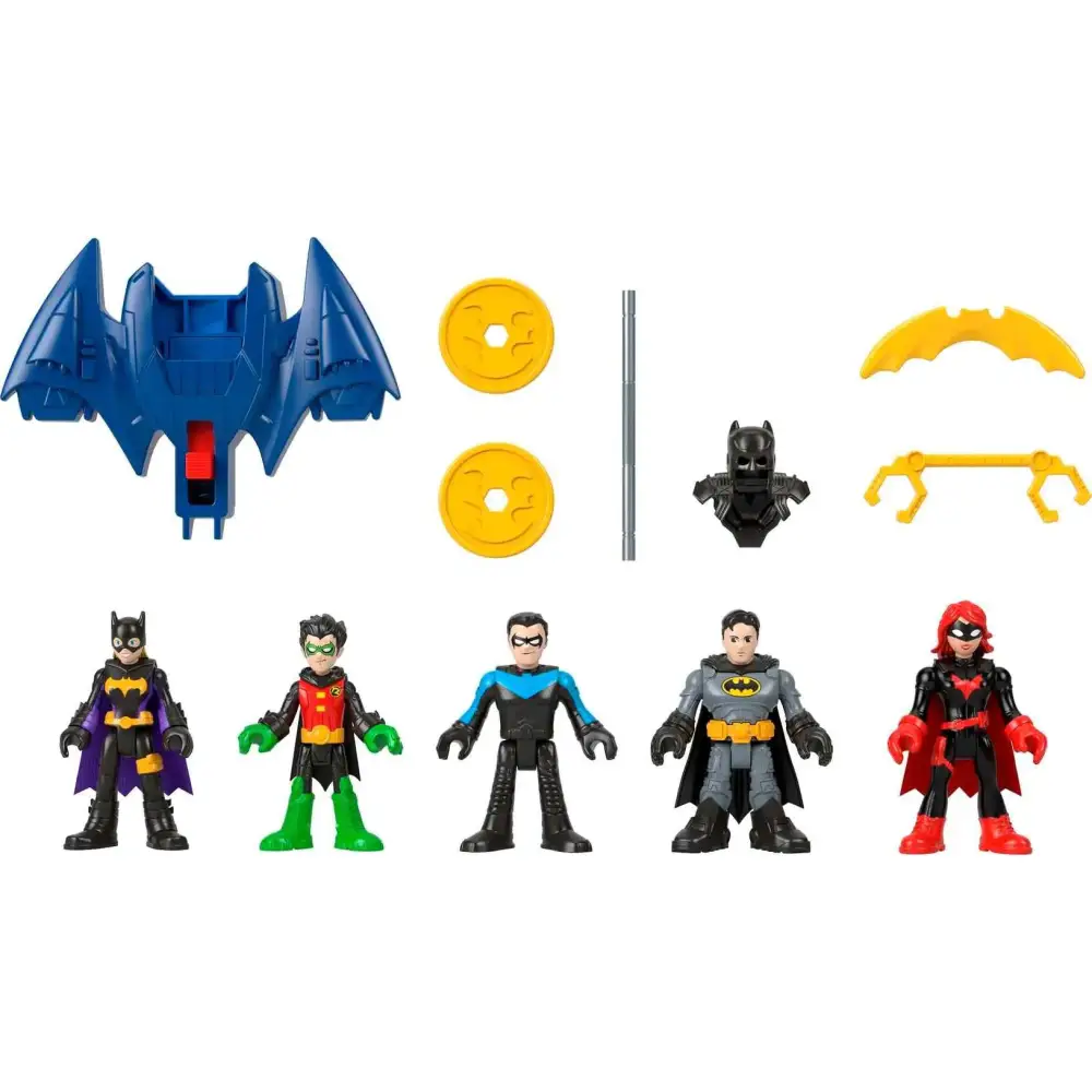 Fisher-Price Imaginext DC Super Friends Batman Toys Family Multipack Figure Set 5 Characters & 7 Accessories for Kids