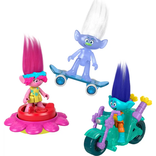 Fisher-Price Imaginext DreamWorks Trolls Toys Sparkle & Roll Pack Poppy Branch & Guy Diamond Figures for Pretend Play