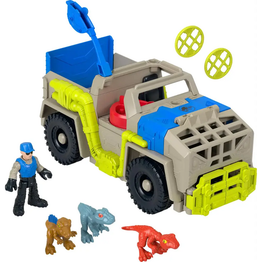 Fisher-Price Imaginext Jurassic World Dinosaur Toys Track & Transport Dino Truck & Figure Set for Pretend Play Kids
