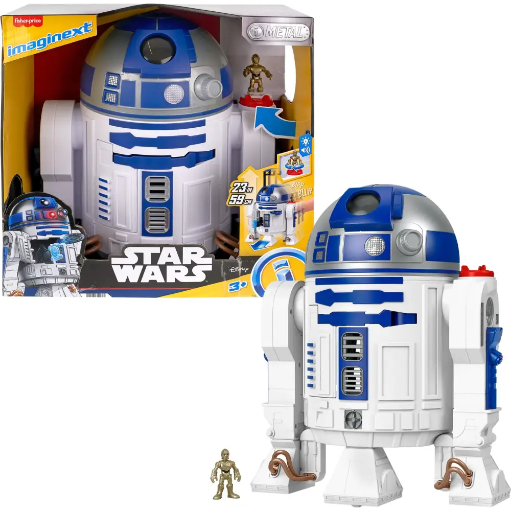 Fisher-Price Imaginext Star Wars Toy R2-D2 (17.5 in Tall) with Lights Sounds & C-3P0 Metal Character Key for Kids Ages
