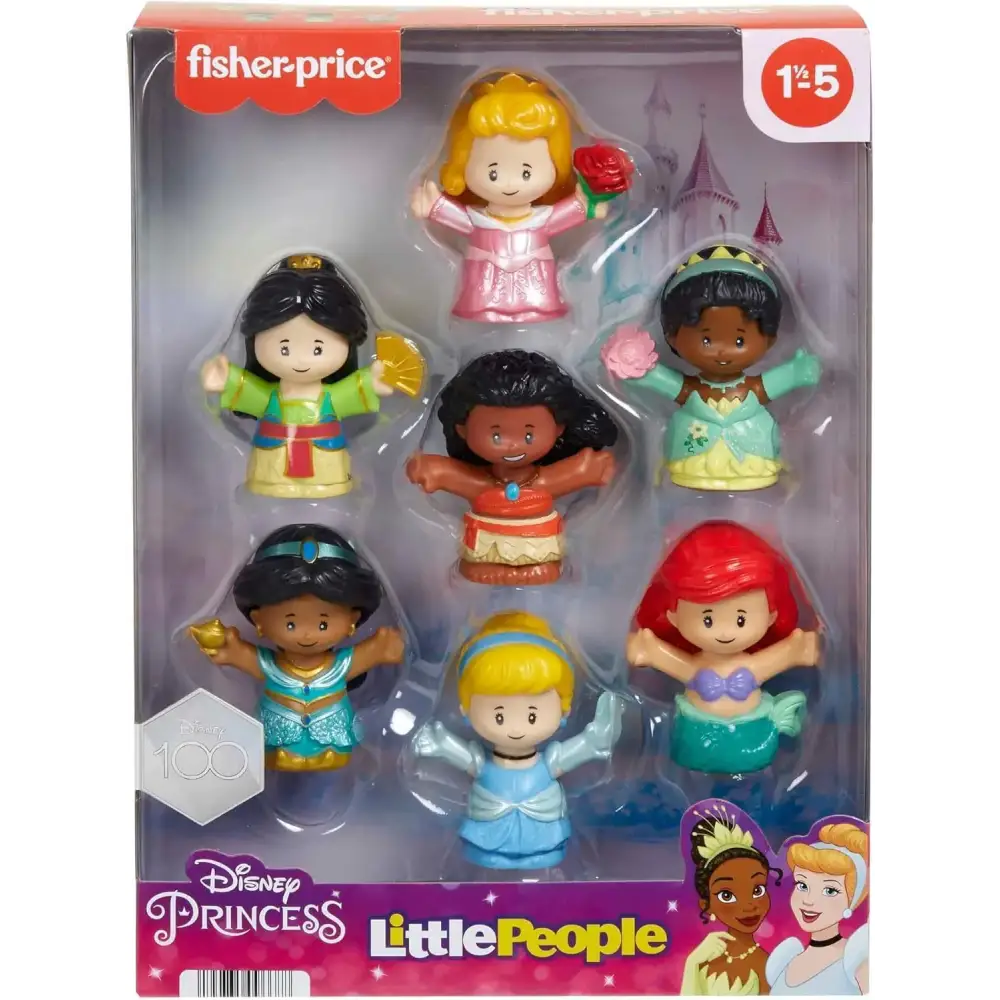 Fisher-Price Little People Disney Princess Toys Set of 7 Character Figures for Toddler and Preschool Pretend Play - n/a