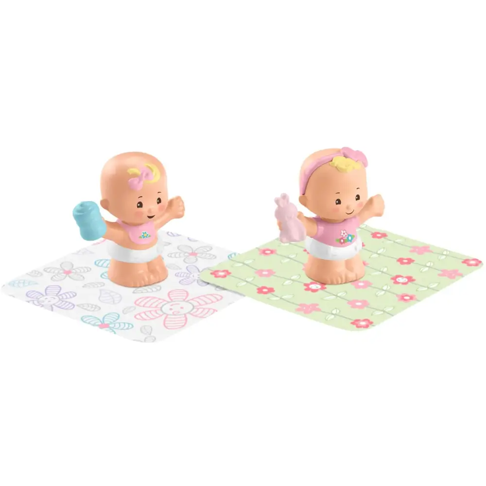 Fisher-Price Little People Snuggle Twins Set of 2 Baby Figures with 2 Soft Blanket Accessories for Toddlers