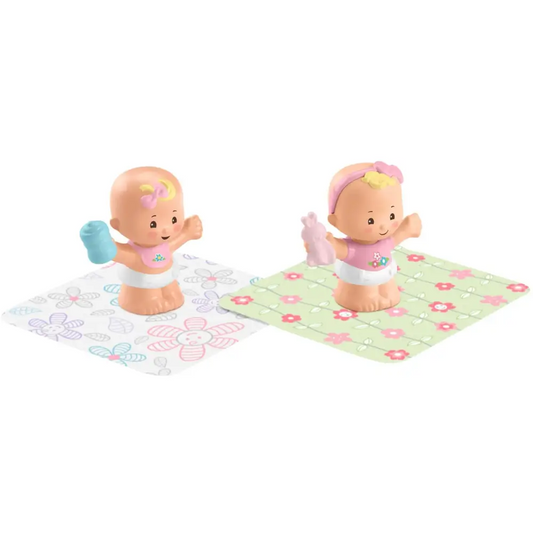 Fisher-Price Little People Snuggle Twins Set of 2 Baby Figures with 2 Soft Blanket Accessories for Toddlers
