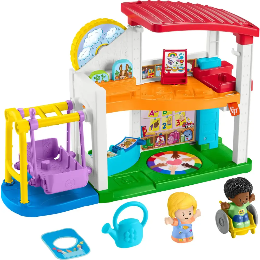 Fisher-Price Little People Toddler Playset Play for All School with 2 Figures & 2 Accessories for Preschool Pretend
