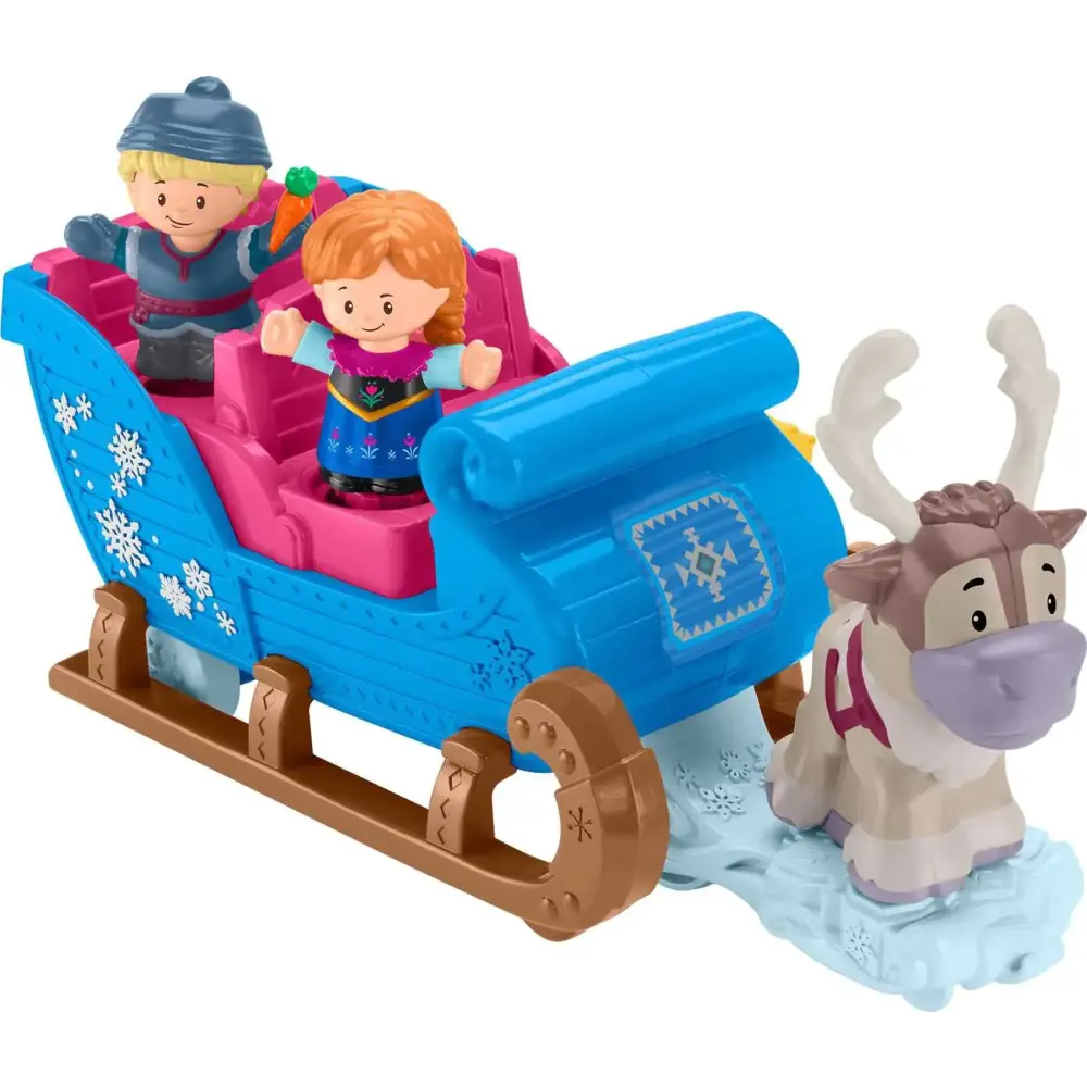 Fisher-Price Little People Toddler Toy Disney Frozen Kristoff’s Sleigh Vehicle with Character Figures for Pretend Play