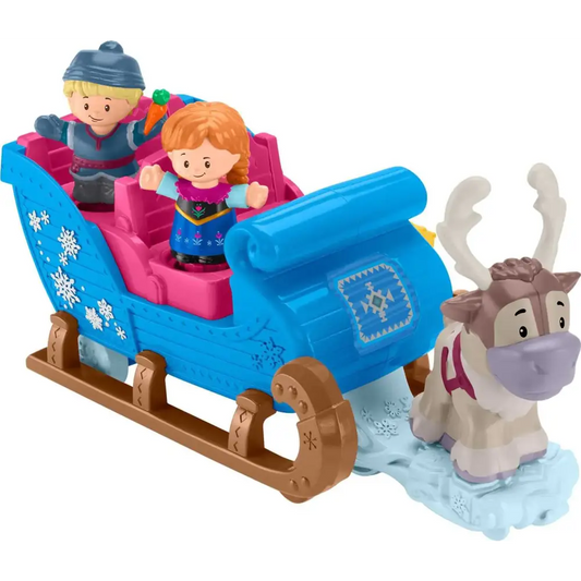 Fisher-Price Little People Toddler Toy Disney Frozen Kristoff’s Sleigh Vehicle with Character Figures for Pretend Play
