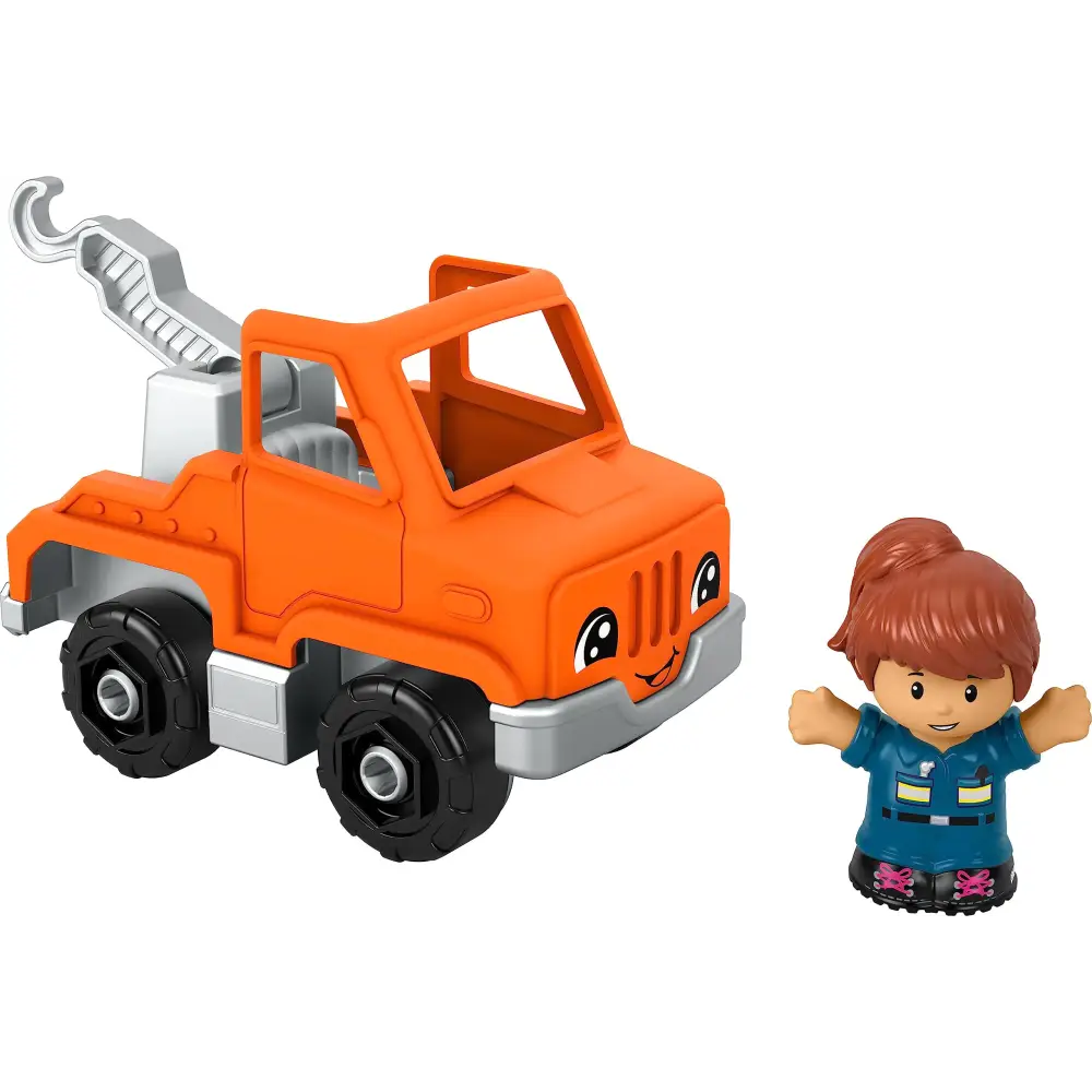Fisher-Price Little People Toddler Toy Help and Go Tow Truck and Figure for Pretend Play Kids Ages 1+ Years - n/a