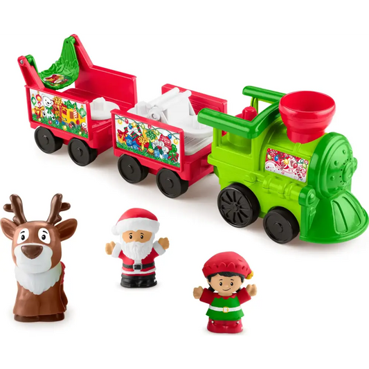 Fisher-Price Little People Toddler Toy Musical Christmas Train with Santa Elf & Reindeer Figures for Pretend Play Kids