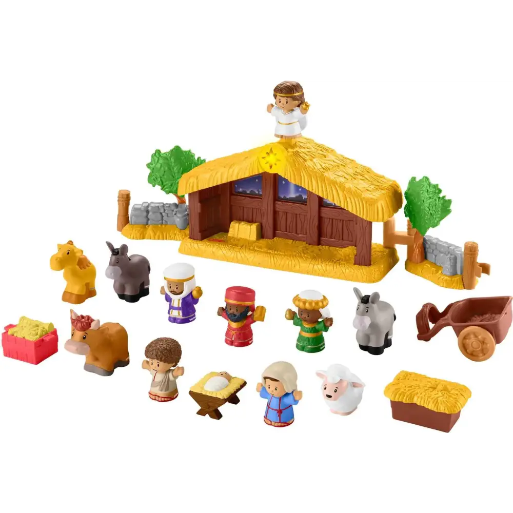 Fisher-Price Little People Toddler Toy Nativity Set with Music Lights & 18 Pieces for Christmas Pretend Play Kids Ages