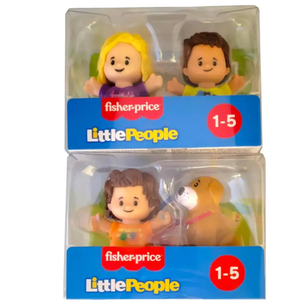 Fisher-Price Little People Toddler Toys Pair of Figure Packs with 2 Characters Each Including Dog (4 Figures Total)