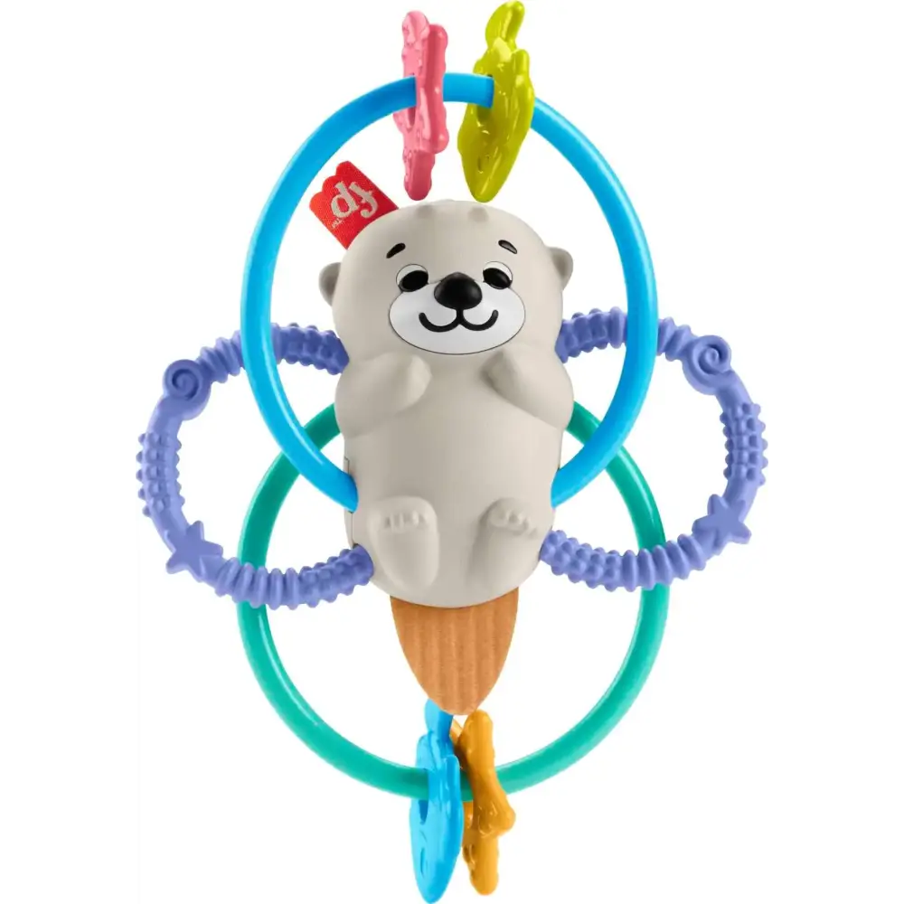 Fisher-Price Newborn Toy Twist & Teethe Otter Baby Rattle and Textured BPA-Free Teether for Developmental Play Infants