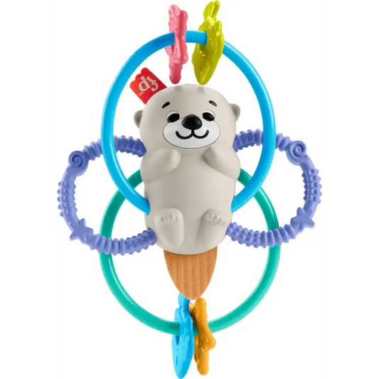 Fisher-Price Newborn Toy Twist & Teethe Otter Baby Rattle and Textured BPA-Free Teether for Developmental Play Infants