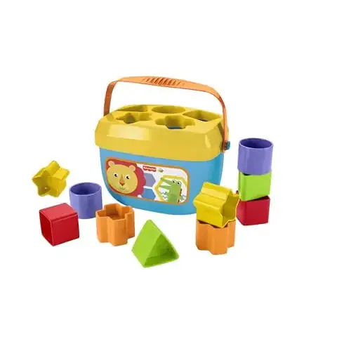 Fisher-Price Stacking Toy Baby’s First Blocks Set of 10 Shapes for Sorting Play for Infants Ages 6+ Months - Yellow