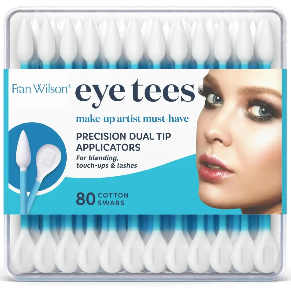 Fran Wilson EYE TEES COTTON TIPS 80 Count - Precision Makeup Applicator Double-sided Swabs with Pointed and Rounded