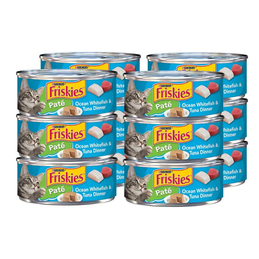 Friskies Purina Pate Wet Cat Food Ocean Whitefish Tuna 5.5 OZ Cans (12-Count) - n/a